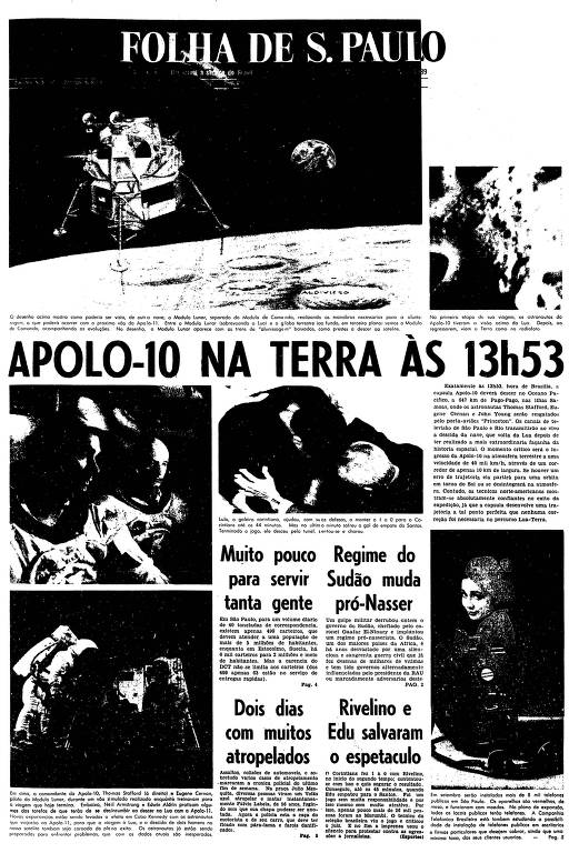 Primeira página da Folha de S.Paulo de 26 de maio de 1969