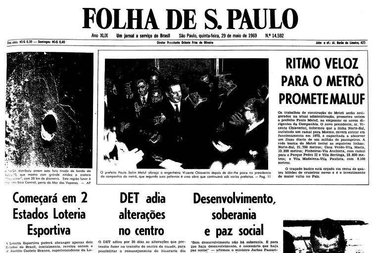 1969: Paulo Maluf diz que metrô não será obra de um prefeito, mas de muitos