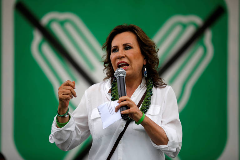 A candidata à Presidência da Guatemala Sandra Torres durante comício em Coatepeque