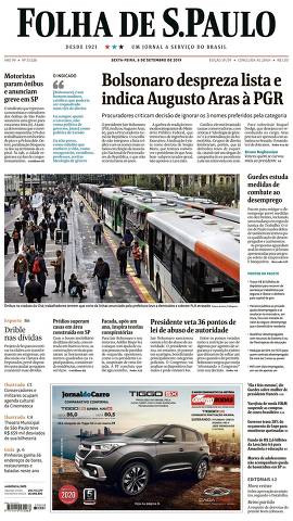 Capa da Edição São Paulo da Folha