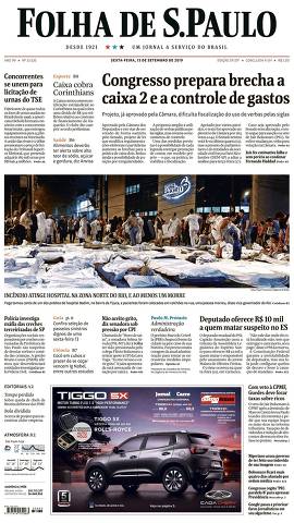 Capa da Edição São Paulo da Folha