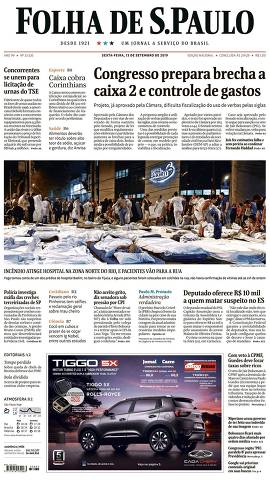 Capa da Edição Nacional da Folha