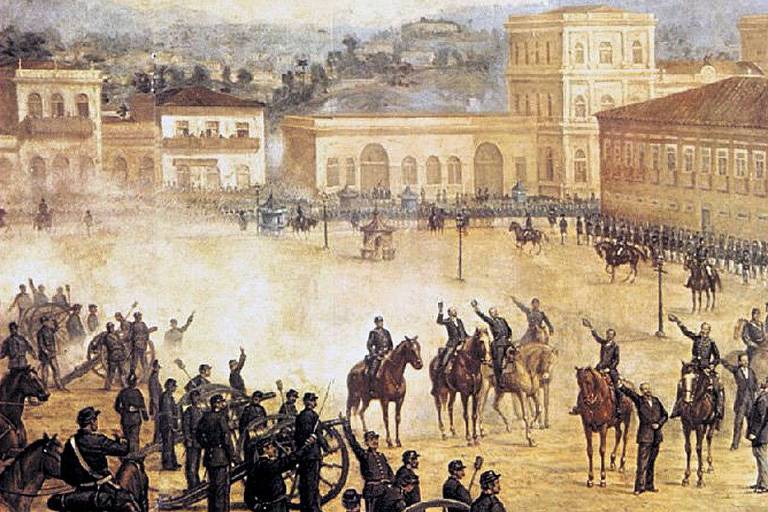 “Proclamação da República”, tela de Benedito Calixto, que mostra o Campo de Santana, no Rio, em 15.nov.1889