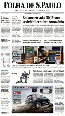 Capa da Edição São Paulo da Folha