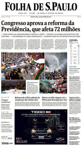 Capa da Edição Nacional da Folha