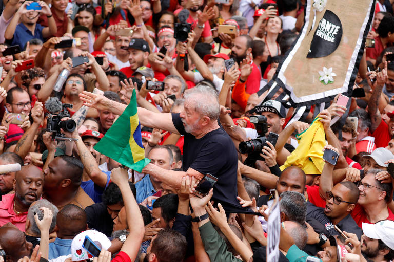 O ex-presidente Lula, durante discurso em sindicato no ABC paulista
