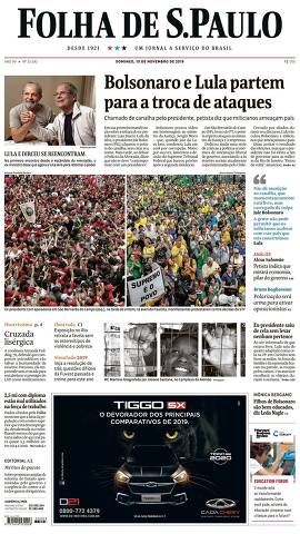 Capa da Edição Nacional da Folha