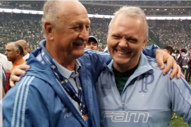 O gandula Leonardo Brancaccio reencontra o técnico Luiz Felipe Scolari em 2018; a dupla de conhece desde a primeira passagem de Felipão pelo Palmeiras
