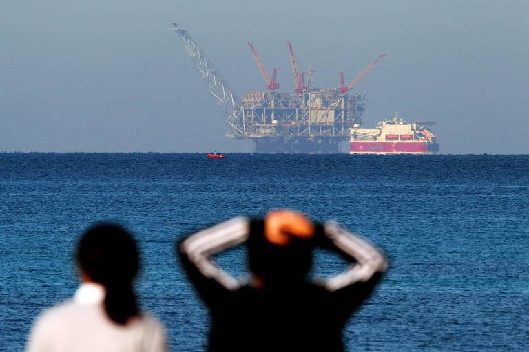 Vista da plataforma de exploração na reserva de gás de Leviathan, em Israel.
