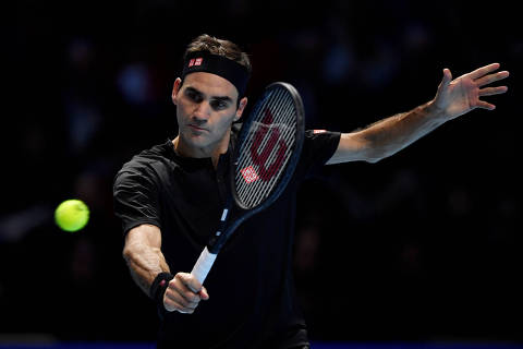 FILE PHOTO: Tennis - ATP Finals - The O2, London, Britain - November 14, 2019   Switzerland's Roger Federer in action during his group stage match against Serbia's Novak Djokovic   Action Images via Reuters/Tony O'Brien/File Photo ORG XMIT: FW1