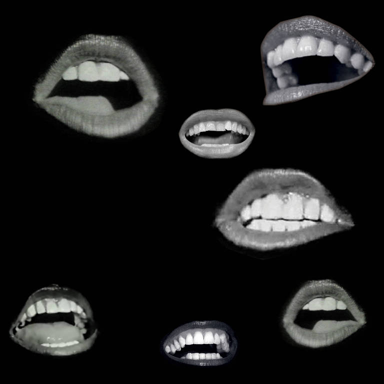 bocas em preto e branco