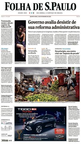 Capa da Edição Nacional da Folha