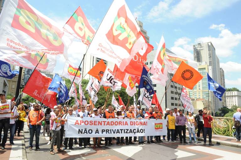 Protesto das centrais sindicais pelo INSS