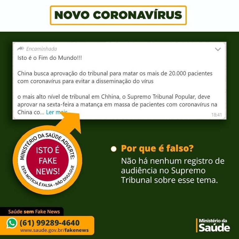 Fake news sobre o novo coronavírus