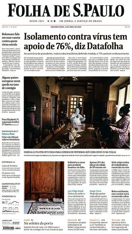 Capa da Edição Nacional da Folha