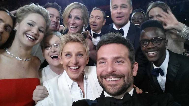 Imagem mostra Ellen DeGeneres, Jared Leto, Jennifer Lawrence, Meryl Streep, Channing Tatum, Julia Roberts, Kevin Spacey, Brad Pitt, Lupita Nyong'o, Angelina Jolie e Bradley Cooper