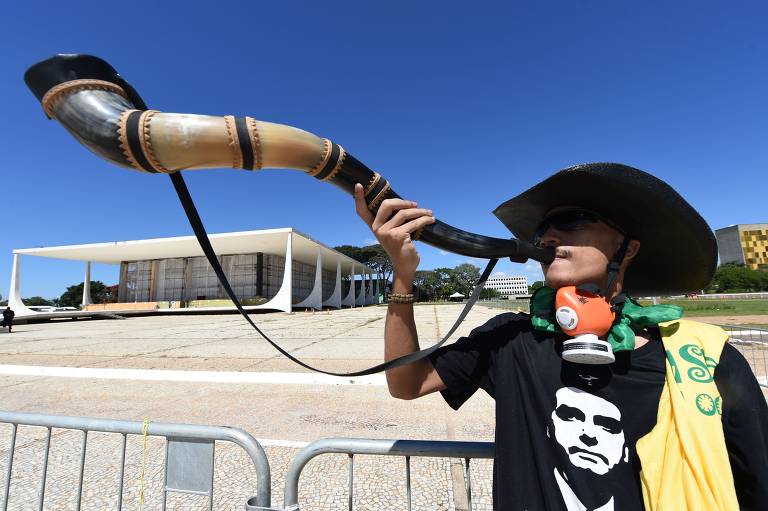 Veja imagens dos manifestantes em ato contra o STF e o Congresso