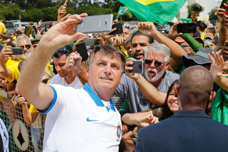 Bolsonaro em atos antidemocráticos em Brasília