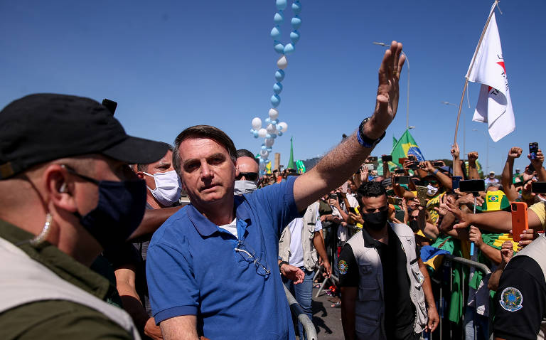 Bolsonaro em manifestação a favor do governo em Brasília, em 31 de maio