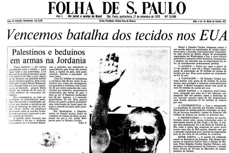 1970: Rei da Jordânia declara lei marcial, e organizações palestinas se unem