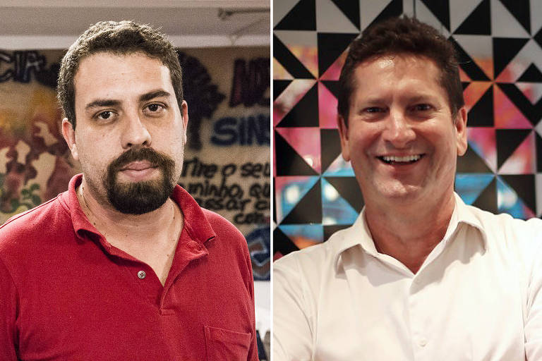 Os candidatos a prefeito de São Paulo Guilherme Boulos (PSOL) e Jilmar Tatto (PT)