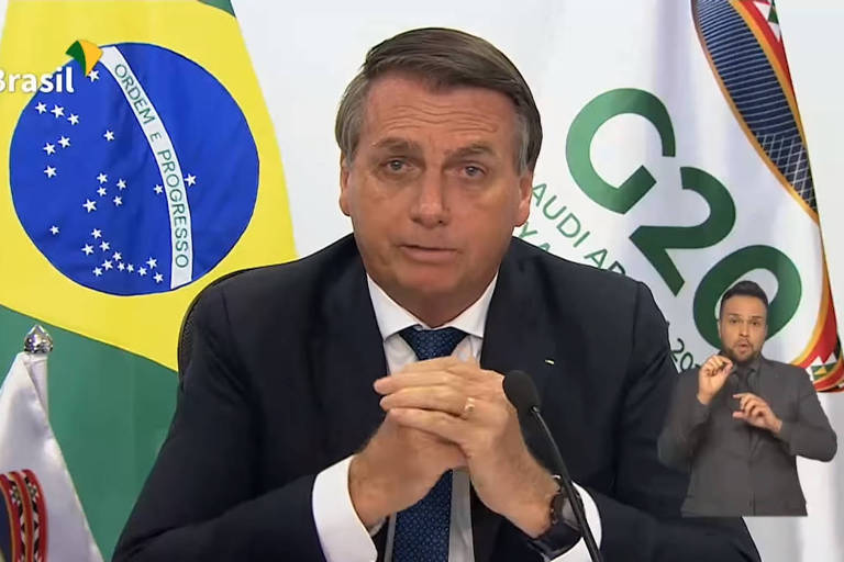 Ao G20, Bolsonaro refuta debate racial, defende reforma na OMC e celebra combate à Covid
