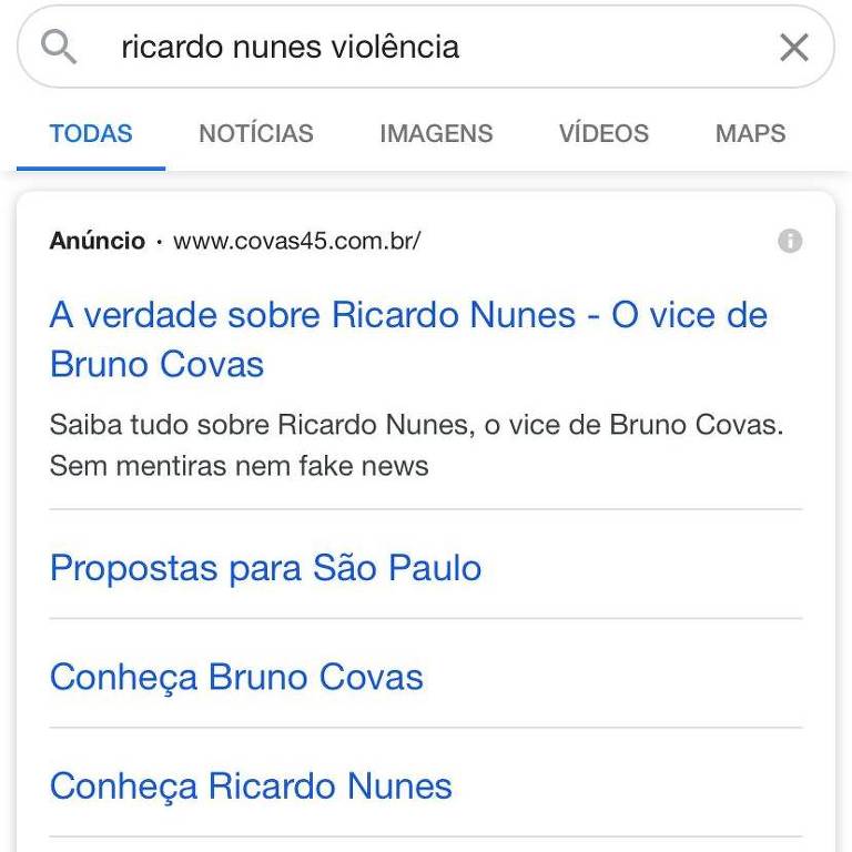 Veja resultados de pesquisas no Google por nome de vice de Covas