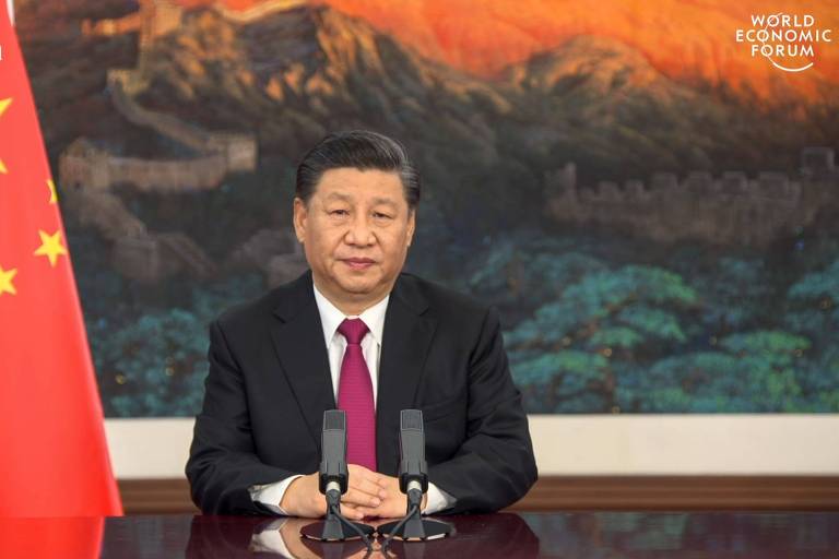 Xi Jinping fala no vídeo enviado para a abertura do Fórum Econômico Mundial
