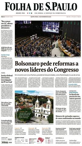 Capa da Edição Nacional da Folha