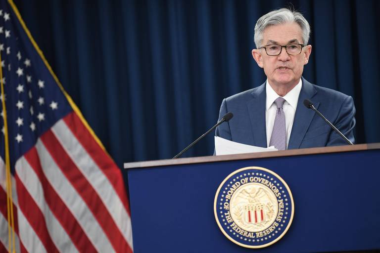 O presidente do Federal Reserve, Jerome Powell, concede entrevista em Washington, nos Estados Unidos