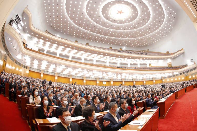 Delegados na abertura da sessão da Conferência Consultiva Política do Povo Chinês, no Grande Salão do Povo, em Pequim
