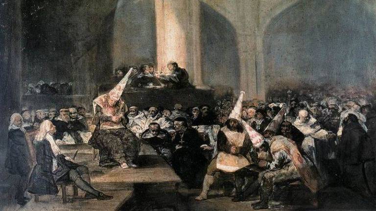 Quadro de Goya retratando um julgamento da Inquisição