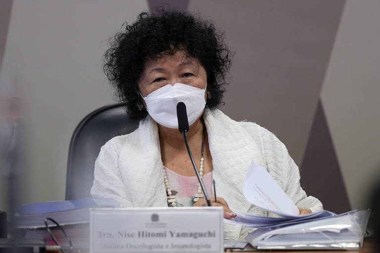 A médica Nise Yamaguchi durante depoimento na CPI da Covid
