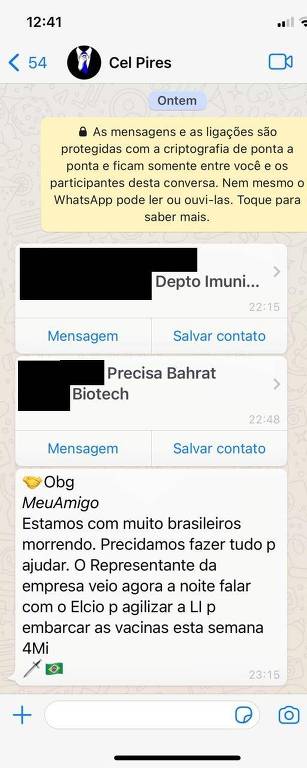 Veja mensagens de deputado sobre a Covaxin que citam Bolsonaro