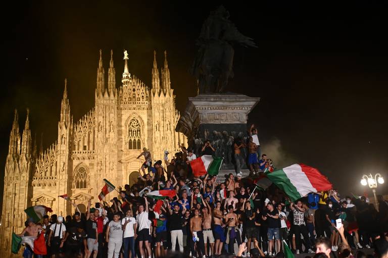 Italianos comemoram a conquista da Eurocopa 2020