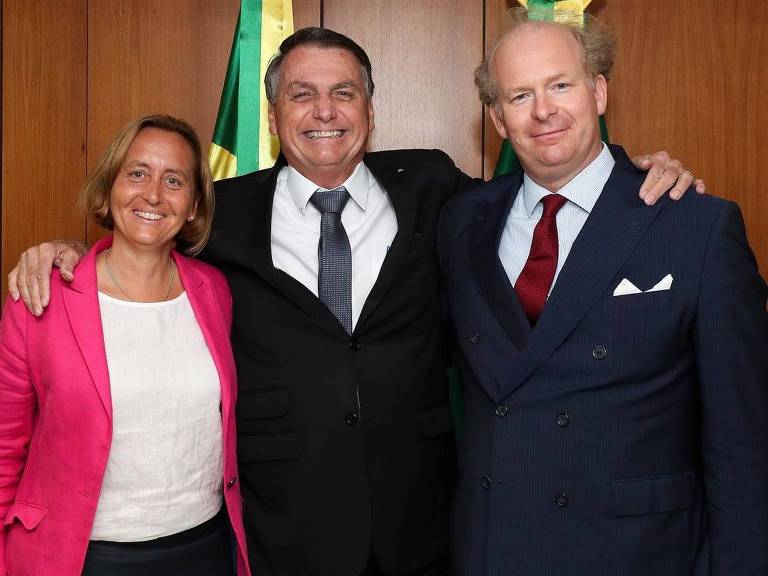 A deputada alemã Beatrix von Storch, vice-líder do partido de ultradireita AfD durante encontro com o presidente Jair Bolsonaro