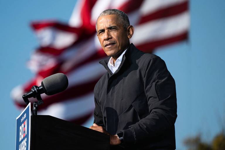 O ex-presidente Barack Obama durante evento de campanha de Joe Biden