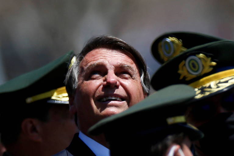 O presidente Jair Bolsonaro durante a cerimônia de comemoração do Dia do Soldado, em Brasília