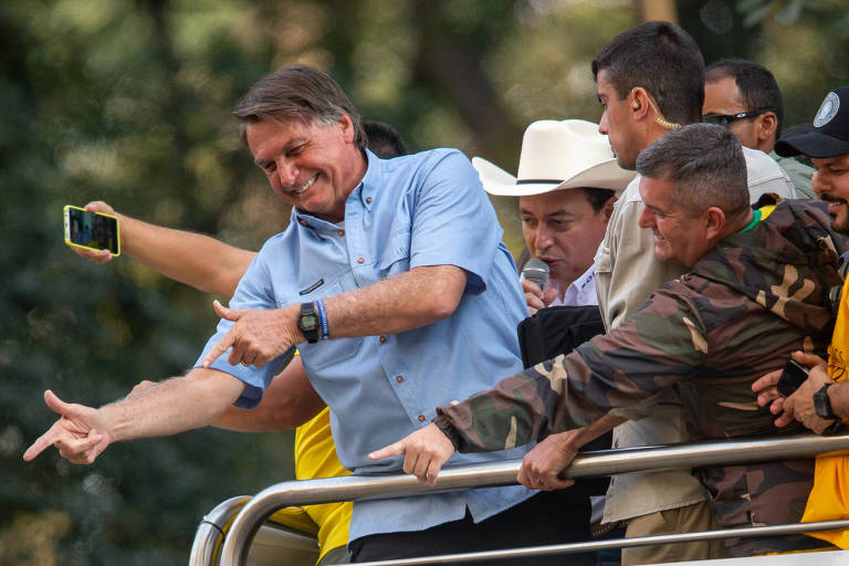 O presidente Jair Bolsonaro (sem partido) participa de manifestação de raiz golpista na avenida Paulista em 7 de setembro