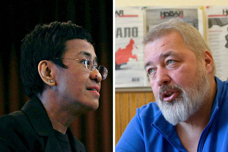 Rappler CEO and Executive Editor Maria Ressa is pictured in an event attended by law students at the University of the Philippines College of Law in Quezon City, Metro Manila, Philippines, March 12, 2019. Picture taken March 12, 2019. REUTERS/Eloisa Lopez ORG XMIT: HFS-GGGEAL08 E Russian investigative newspaper Novaya Gazeta's editor-in-chief Dmitry Muratov attends an interview with AFP in Moscow on March 24, 2021. (Photo by Natalia KOLESNIKOVA / AFP)