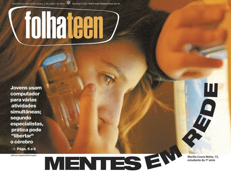 capa colorida traz manchete MENTES EM REDE e tem foto de menina falando ao celular