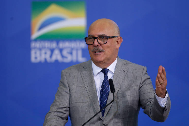 O ministro Milton Ribeiro, da Educação, em evento no Palácio do Planalto