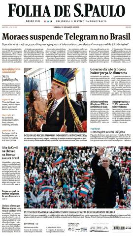 Capa da Edição Nacional da Folha