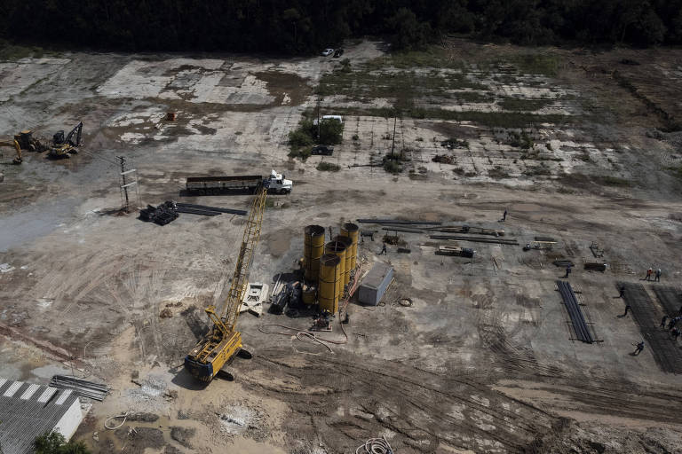 Vista área do local das obras do piscinão Jaboticabal