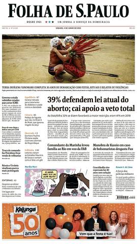 Capa da Edição Nacional da Folha