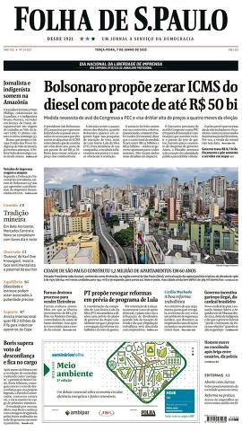 Capa da Edição Nacional da Folha