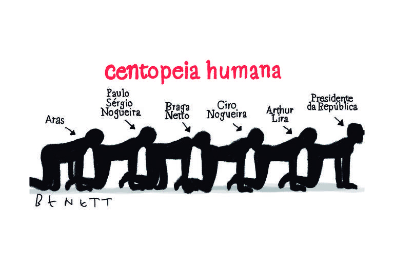 Charge que retrata a 'centopeia humana' do governo federal é a favorita dos leitores da Folha em julho