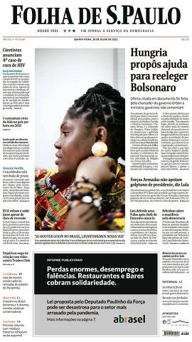 Capa da Edição Nacional da Folha