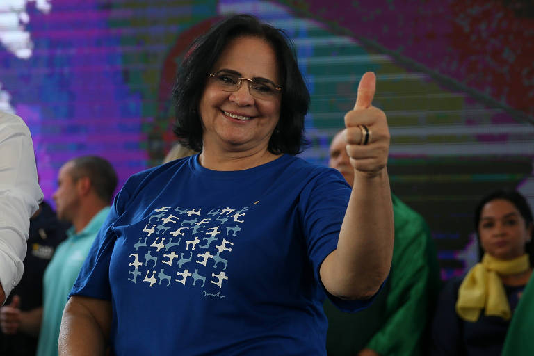 Senadora Damares Alves (Republicanos-DF) durante convenção do partido em 2022