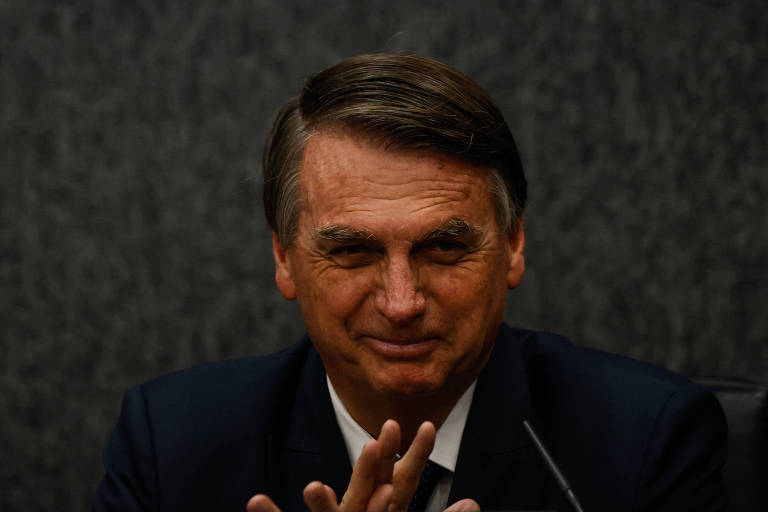 O presidente Jair Bolsonaro durante cerimônia de posse do ministro Luis Felipe Salomao, no CNJ